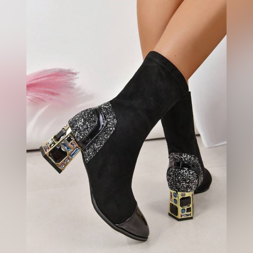 Women's Autumn/winter Chunky Heel Black Boots